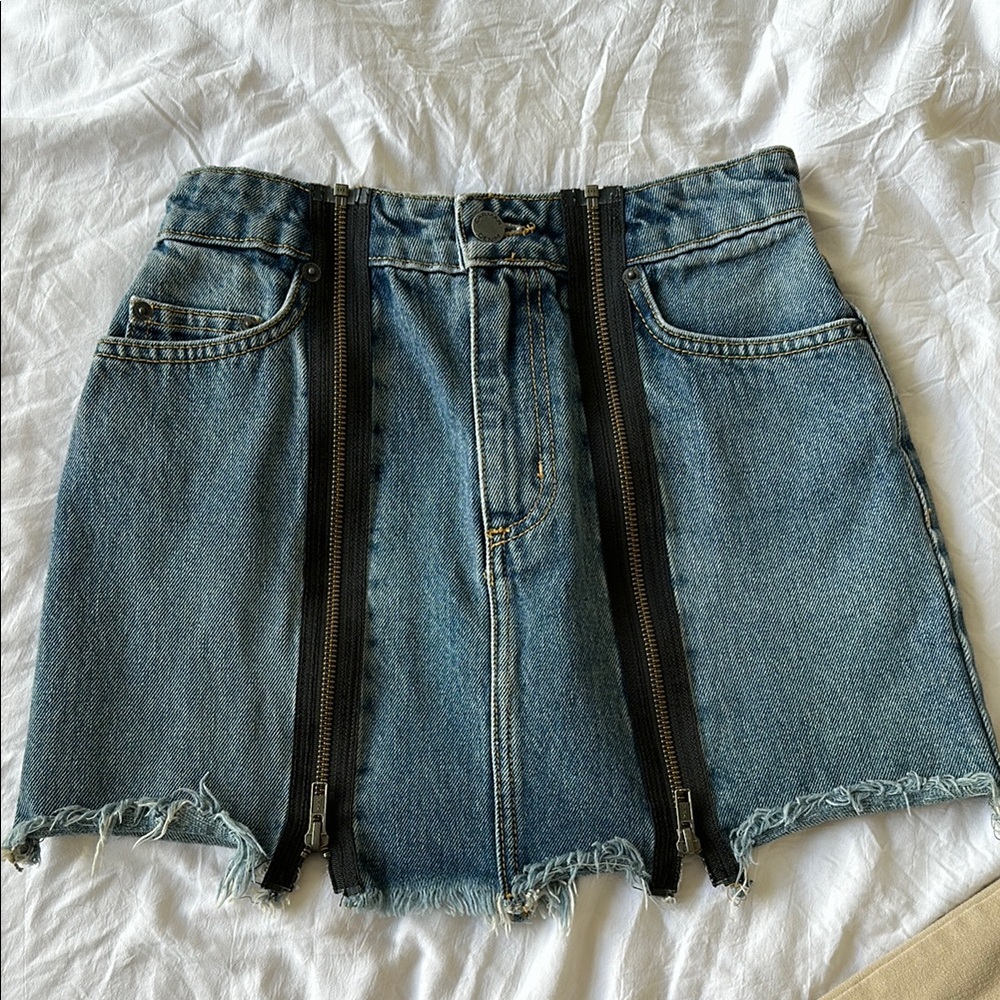 Carmar Denim Mini Skirt with Zippers
